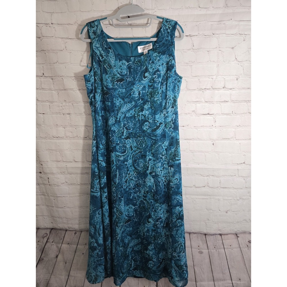 Vtg 90s Y2k Sheer Lined Sleeveless Sz 12 Paisley Teal Whimsygoth Fairy Grunge